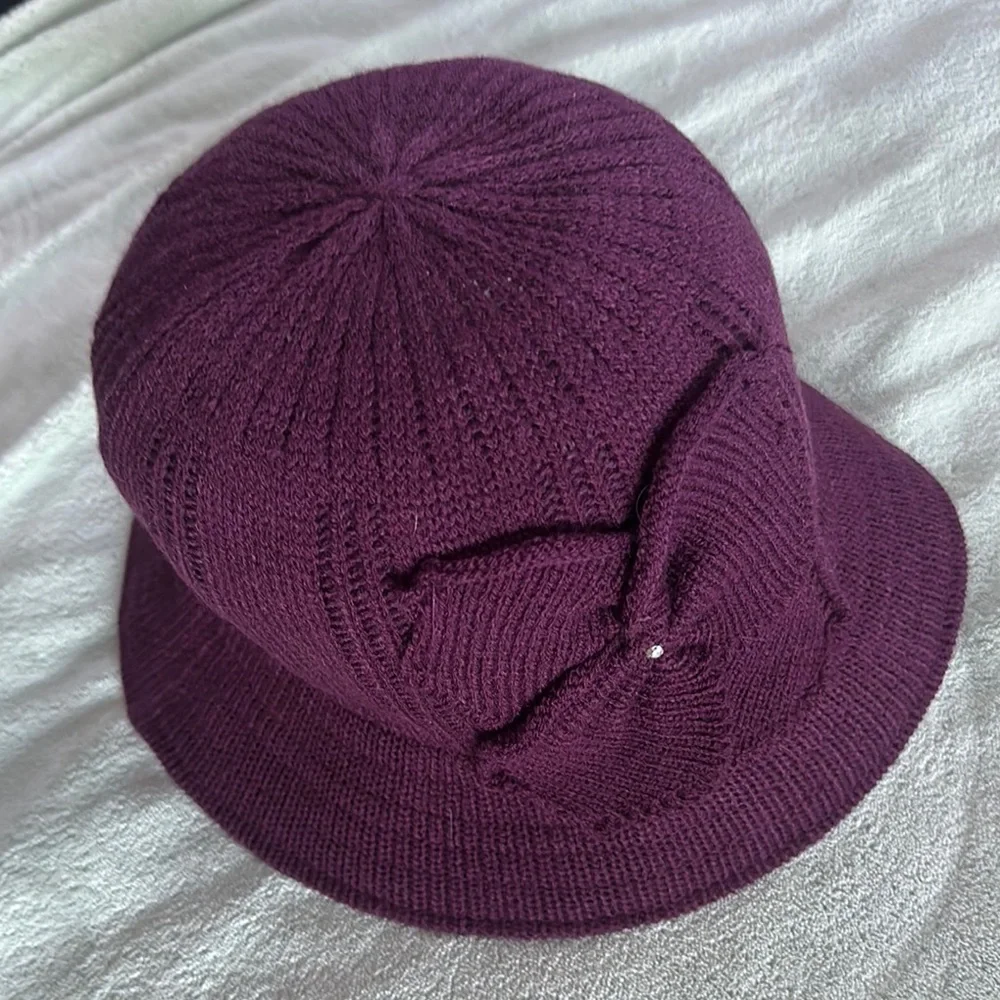 Purple Bucket Hat with Decorative Bow